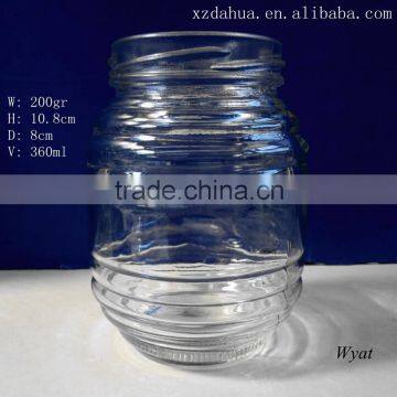 cheap ring embossed glass pickle jars glass food graded jars 350ml