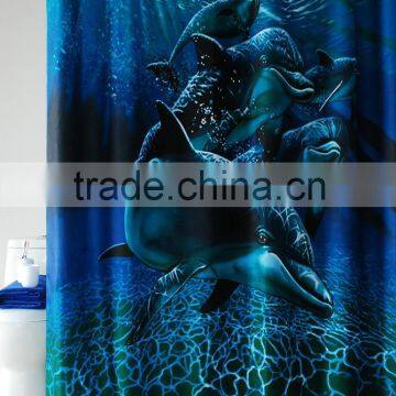 Hot Transfer digital CMYK printing sea world polyester shower curtain