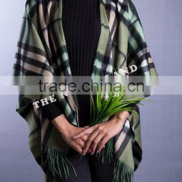 Ladies Cashmere Tartan Poncho