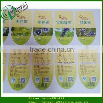 self adhesive print honey jar sticker, waterproof label for honey jars and bottles marking tags