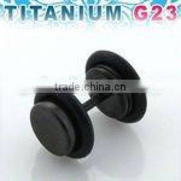 Titanium G23 illusion fake plug with rubber O-rings - 8mm wide (black anodized)