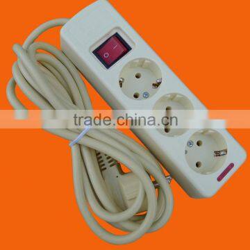 European style 3 way extension power socket with earth with switch (E5003ES)