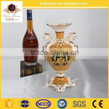 China supplier online shopping arts crafts dolomit vase with liquid gold