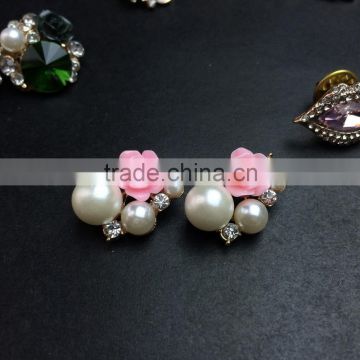 wholesale rhinestone pearl resin rose decorations,flower embellishment,vintage pearl crystal buttons                        
                                                Quality Choice