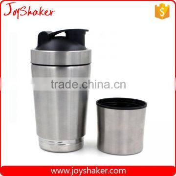 Black Coating Stainless Steel Vaccum Protein Shaker Bottle With 200ML Storage for Nutrition Powder Quality Choice photo-5