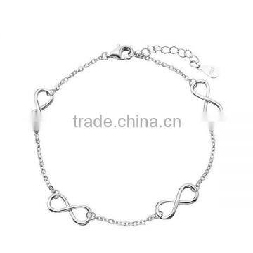 925 Sterling Elegant Women Infinity Ajustable Bracelet Silver 925