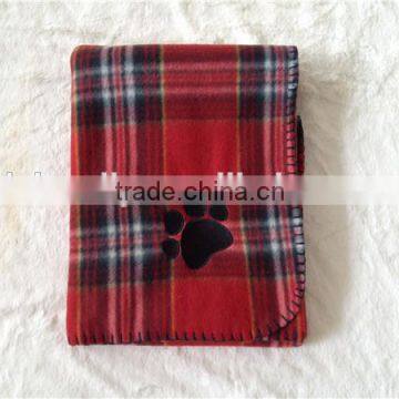 Plaid paw emergency wool coral fleece pet throw blanket factory china