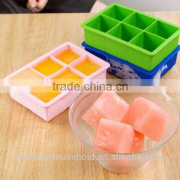 BPA Free Hot Selling 6 Large Square Silicone Ice Blocks Moulds