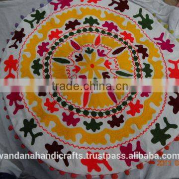 Round Suzani Embroidered Ottomans Covers manufactures in india