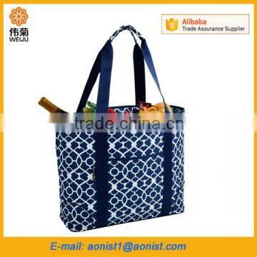 Custom Logo Printed Insulated Shopping Cooler Tote Bag With Front Pocket