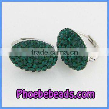 Wholesale Oval Shape Emerald Big Clip On Earrings With Crystals PEA10