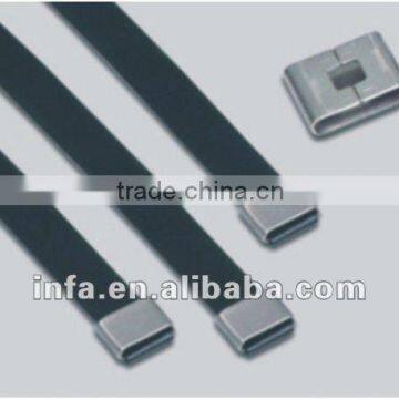 YF O lock type PVC coated stainess steel cable ties