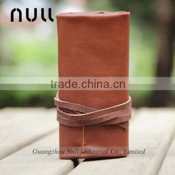 Brown vintage style scroll storage bag with leather strap