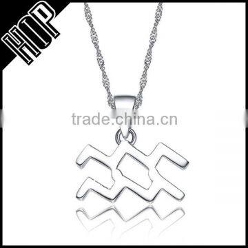 Best selling fashion jewelry custom silver plated alloy aquarius zodiac signs necklace