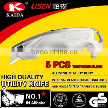 Aluminium Alloy Utility Cutter Knife With 5 PCS Spare Blades