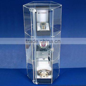 Large Revolving Showcase Display Locking Acrylic watch Case