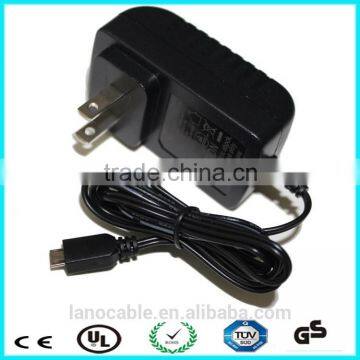 2016 TUV approved black us plug 5v 2a micro usb charger