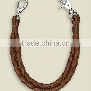 Grain leather/PU leather braied short lanyard