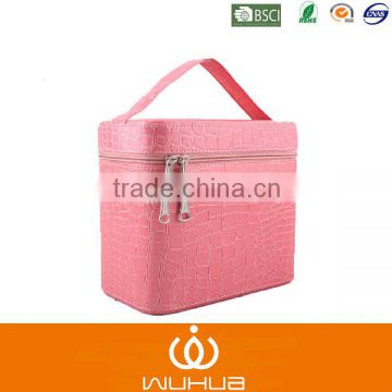 simple design double layer leather cosmetic box