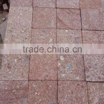 Fan Shape Paving Stone, Red Porphyry Paving Stone, Red Porphyry Cube Stone