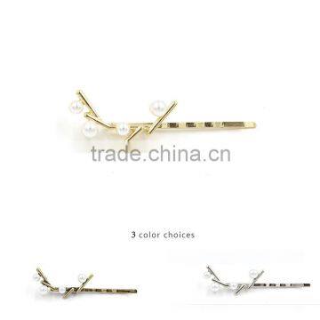 2016 Fashion gold pearl hair pin