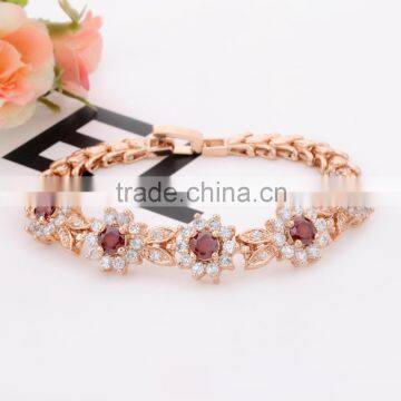 Wedding Jewelry 18 K Gold / White Gold Plated Inlay Red Zircon Cubic Bracelets photo-5