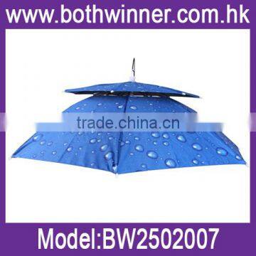 Double windproof umbrella hat fishing