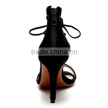 2016 Latest Sheepskin Leather Women Black High Heel Dating Shoes Tassels Style Women Sexy Party Shoes photo-3