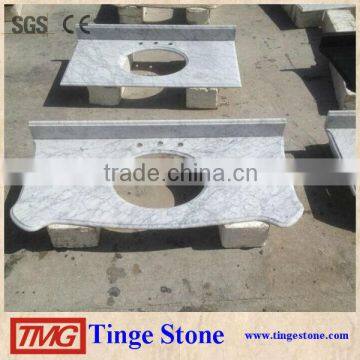 Bianco Carrara Marble Countertop Designs With Cutout Sink and 3 Drilling Holes photo-4