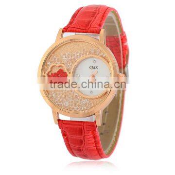 fashion lady PU leather quartz crystal wrist watch women custom oem watches wholesale R165