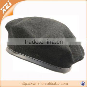 leather edges checked military army beret