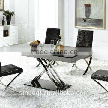 Hot Sale Patented Furniture Morden Design Stainless Steel Glass Dining Table Meeting Table