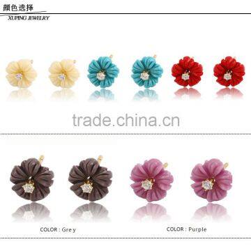 2016 women fashion flower shape 14k gold plated stud earring                        
                                                Quality Choice