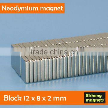 Block NdFeB magnet China wholesale magnet 12x8x2mm