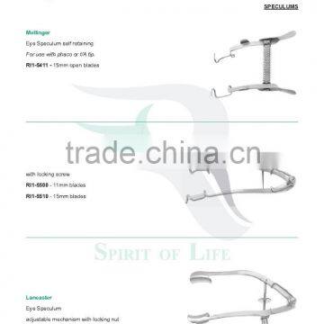 Lancaster Eye Speculum, Lester-Burch, Lieberman Infant Speculum, Tanna-Lieberman Eye Speculum,Lieberman Eye Speculum