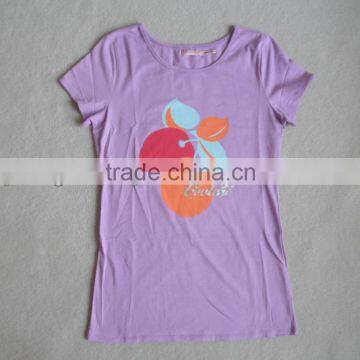 Custom ladies knitted t-shirt with peach water printing