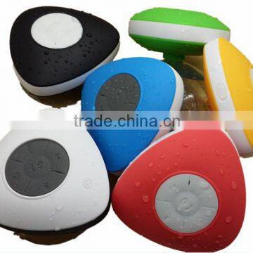 NEW Triangle Waterproof Bluetooth Stereo Shower mini Speaker Suction F2126