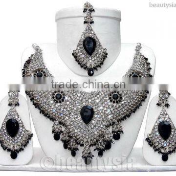 Shop Online Fashion Designer Silver Tone S103 Black Deepika Jewelry