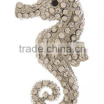 CRYSTAL ENCRUSTED SEAHORSE ORNATE BROOCH