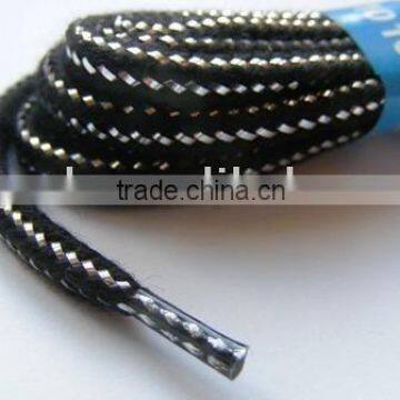 Black & Silver Round Shoelaces