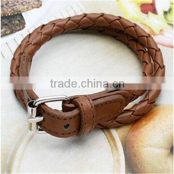 PU leather wristband braid customized color buckle bracelet