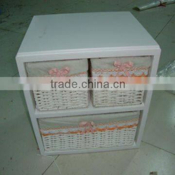 paulownia wooden cabinet with 3 PE drawers for storage