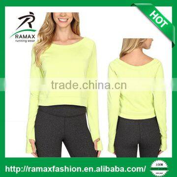 Ramax Custom Womens 100% Polyester Crop Fleece Long Sleeve Running Top