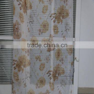 Beautiful oriental 100% polyester rose printing voile sheer curtain fabric