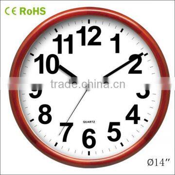 14 inch simple design wooden red color wall clock (14W10LR-181)