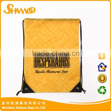 Fashion wholesale custom natural printed promotion gift backpack drawstring bag