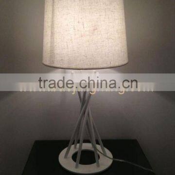 Fabric shade lantern lighting with marble base