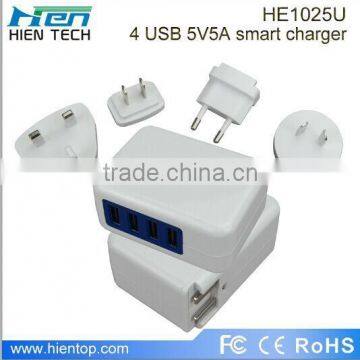 New product high quality interchangeable plug 4 USB ports travel charger