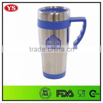 Customized stainless steel travel thermal mugs with handle