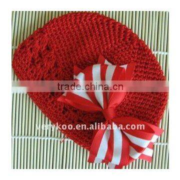 Hair Bow Crochet Newsboy Beanie Kufi Hats